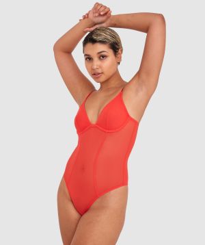 Made for Mesh Underwire Bodysuit - Red