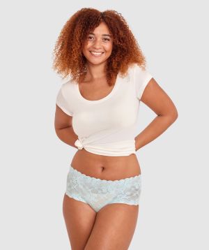 Smooth Lace Full Brief - Light Blue
