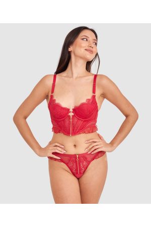 Night Games Deja Vu Push Up Corset - Red