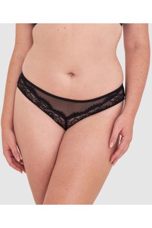 Sexy Basics Lace Brazilian Knicker - Black