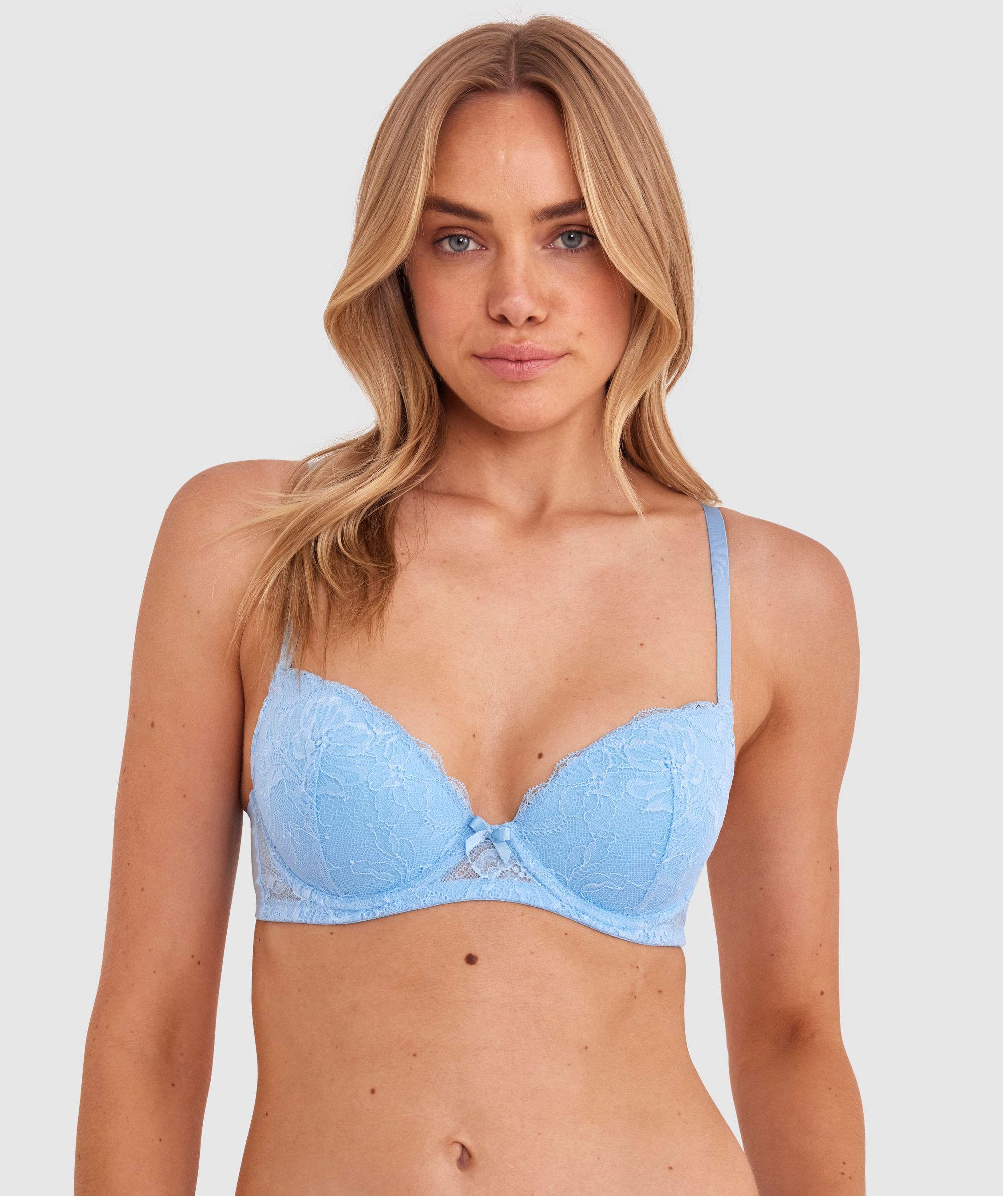 Push-up bra with lace Woman, Light blue