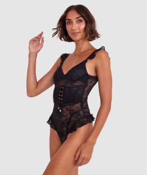 Night Games Forever Yours Underwire Bodysuit - Black