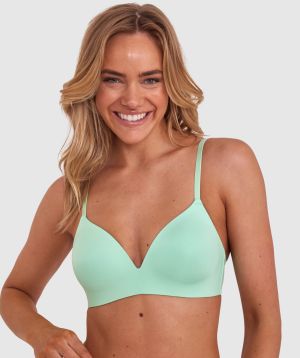 Jewel Contour Plunge Wirefree Bra - Mint Green