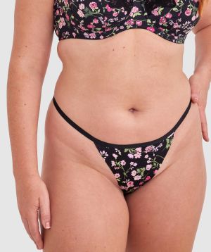 Smooth Comfort String - Black Floral Print