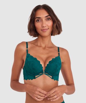 Ellie Push Up Plunge Bra - Dark Green