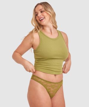 Rib Tank with Shelf Bra - Khaki