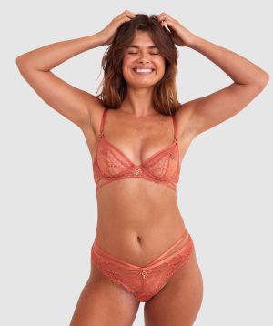 Cassidy Underwire Plunge Bra - Rust