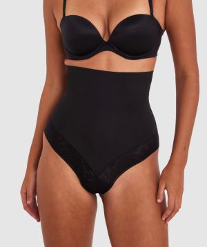 Luxe Solutions Control High Waisted V String - Black