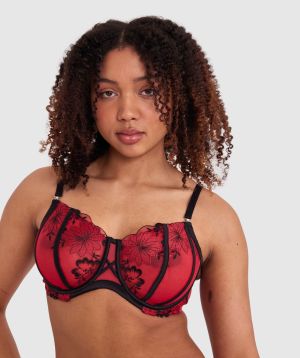 Evie Curvy Underwire Bra - Red