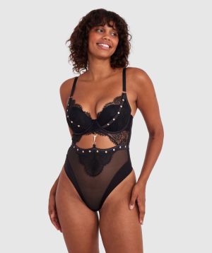 Vamp Giddy Up Push Up Bodysuit - Black