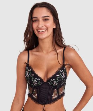 Enchanted Moonlight In Vermont Push Up Corset - Black