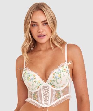 Enchanted Moonlight In Vermont Push Up Corset - Ivory/Multicolour