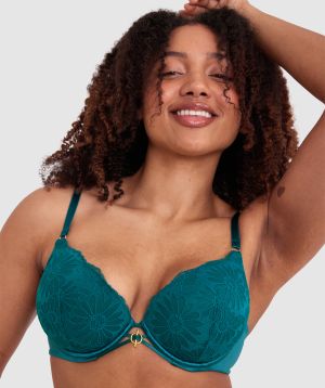 Floriane Contour Plunge Bra - Dark Green