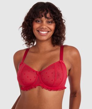 Stolen Hearts Full Coverage Bra - Red