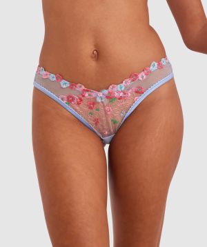 Enchanted Besos High Leg Brazilian Knicker - Light Blue