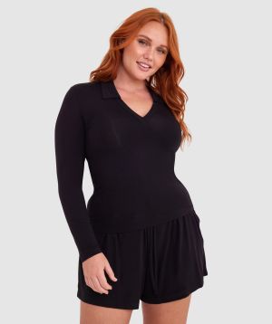 Body Bliss Lounge Long Sleeve - Black