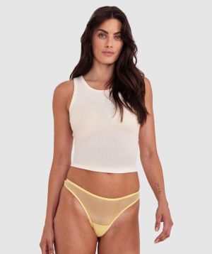 Lola High Leg V String - Light Yellow