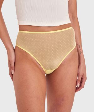 Lola High Waist Brazilian Knicker - Light Yellow