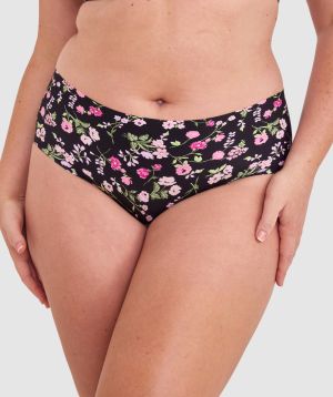 Smooth Comfort Hipster Brief - Black Floral Print