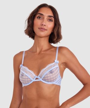 Delta Underwire Bra - Blue Check