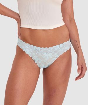 Smooth Lace Brazilian Knicker - Light Blue