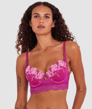 Jocelyn Push Up Longline Bra - Pink