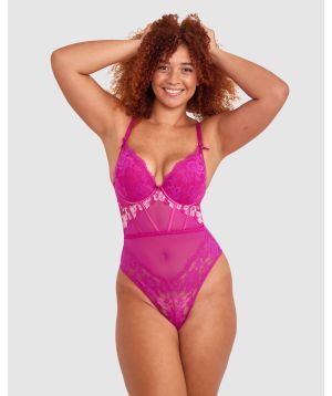 Jocelyn Push Up Bodysuit - Pink