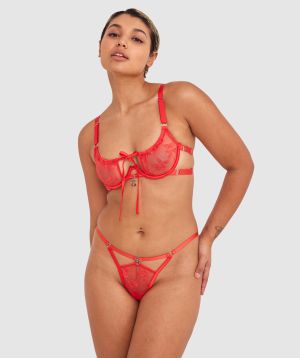 Night Games Cherry Delight Underwire & String - Red