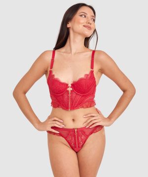 Night Games Deja Vu Push Up Corset - Red