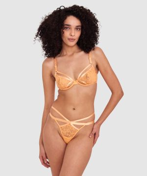 Night Games Peachy Cheeks Underwire & String Set - Orange