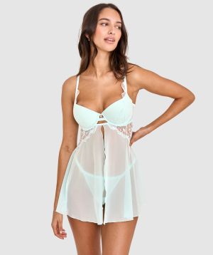 Leora Push Up Babydoll Set - Mint Green