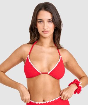 Julianna Triangle Bikini Top & Scrunchie - Red