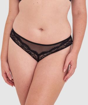 Sexy Basics Lace Brazilian Knicker - Black