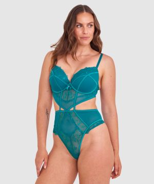 Kelsey Push Up Bodysuit - Dark Green