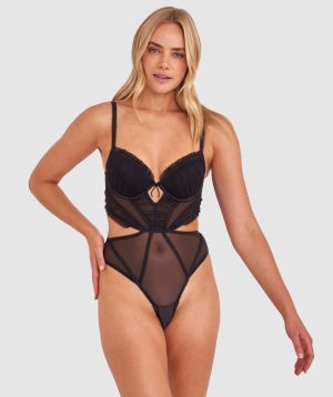 Samira Push Up Bodysuit - Black