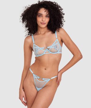 Night Games Infinite Lust Unlined & String Set - Pale Blue