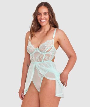 Night Games Forever Yours Unlined Babydoll - Mint Green