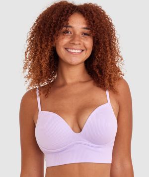 Rib Basics Push Up Wirefree Bra - Light Purple