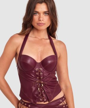 Vamp Flustered Push Up Corset - Dark Red