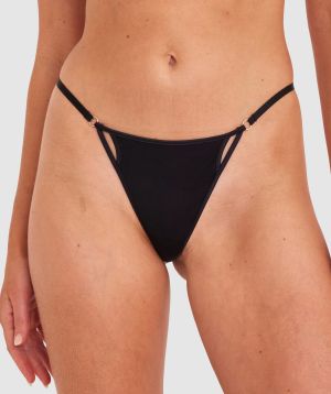 Whitney High Leg G String - Black