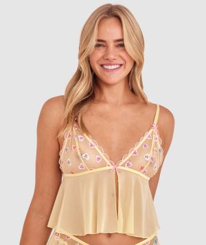 Night Games Sweet Thing Cami - Light Yellow/ Pink