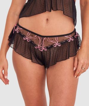 Night Games Bow Peep French Knicker - Black