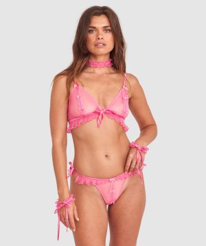 Night Games Sweetie Pie Choker & Handcuff Set - Pink