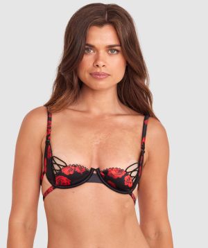 Night Games Rose Among Thorns Unlined Bra - Black