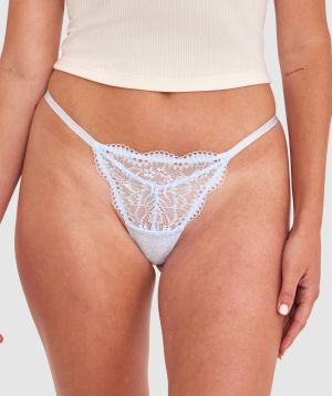 Sara High Leg String - Pale Blue