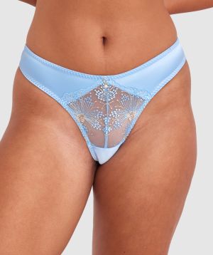 Dani High Leg G String - Light Blue