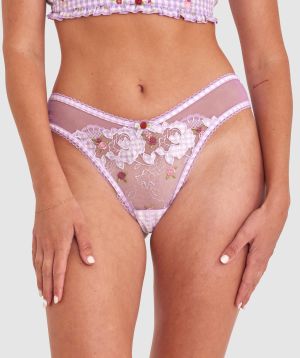 Enchanted Frolic In The Fields High Leg Brazilian Knicker - Light Purple/Multicolour