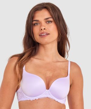 Body Bliss Lace Contour Plunge Bra - Light Purple