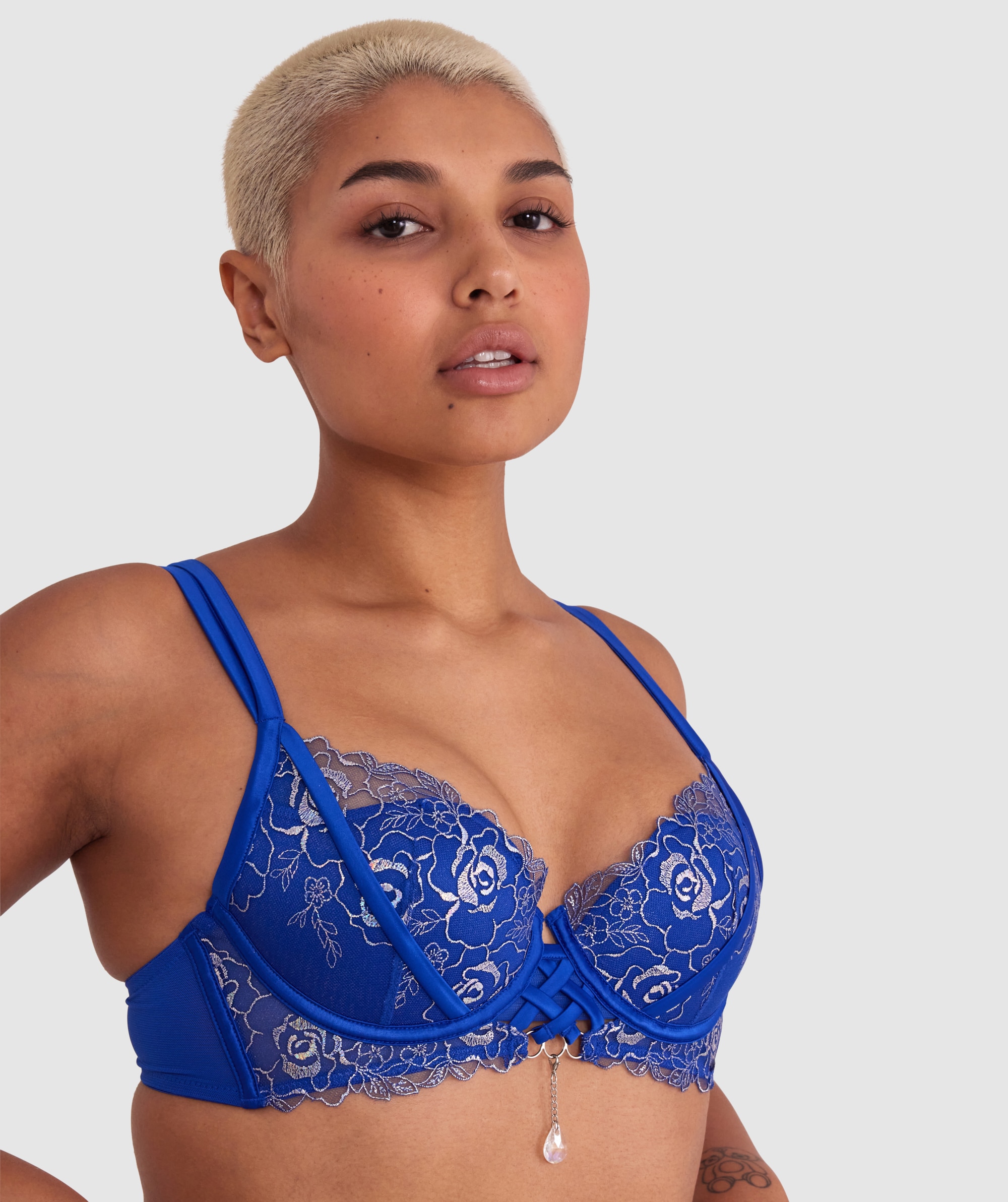 Bras N Things Vamp Enjoy Lovebirds Double Push Up Bra Cobalt Blue